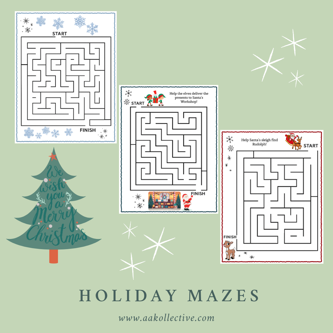 Christmas Maze Activity Set - Holiday Problem Solving Worksheets preview