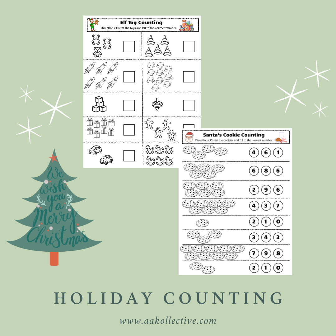 Christmas Counting Worksheets - Santa's Cookies & Elf Toys Math Activities preview