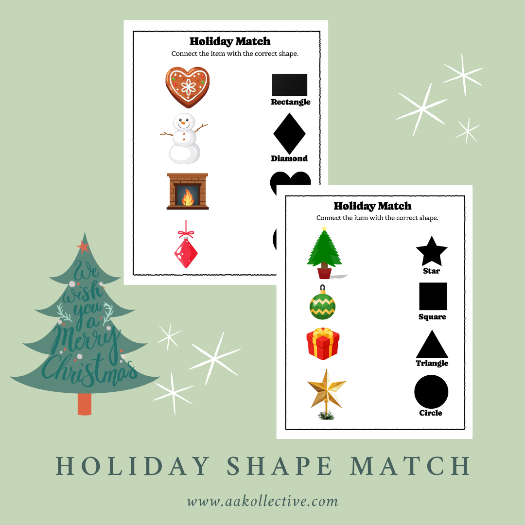 Holiday Shape Recognition Matching Activity - Christmas preview